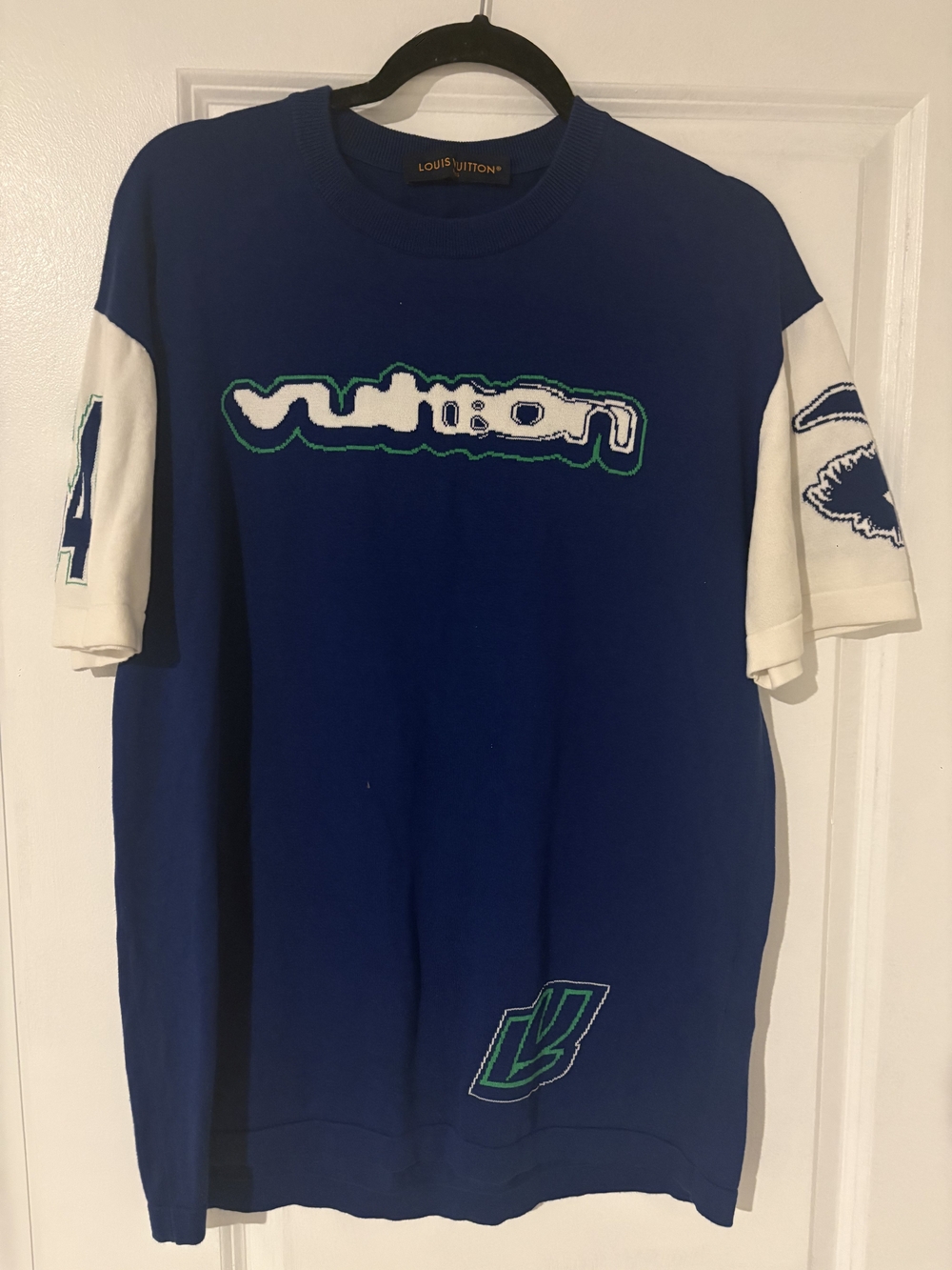 Louis Vuitton Royal Blue and White Short Sleeve Logo Tee
